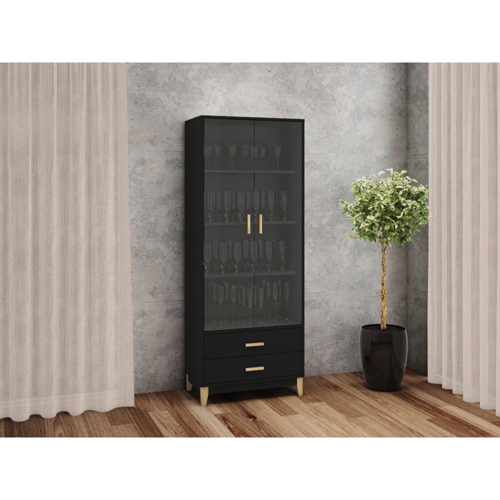 Cristaleira-2-portas-2-gavetas-Legno-LE6013-Movelbento-Preto