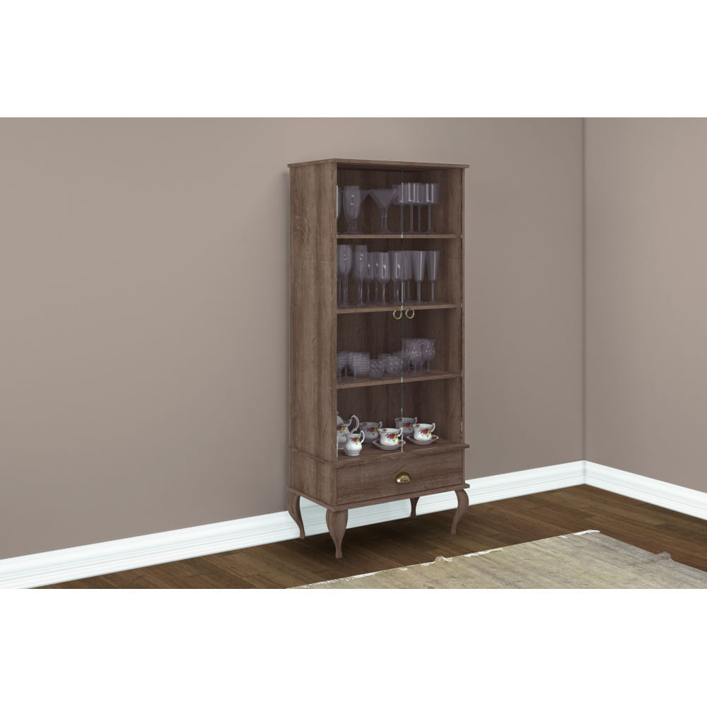 Cristaleira-2-Portas-1-Gaveta-Classica-CL4007-Movelbento-Rustico